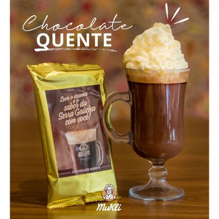 Chocolate quente CREMOSO em pó Mukli Serra Gaúcha sachê 100 gramas