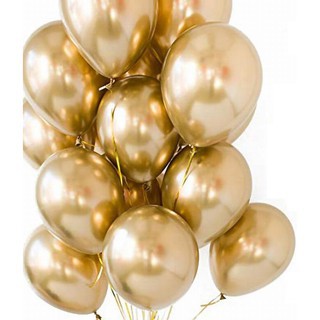 10 Unid - Balão Bexiga 9 Pol Dourado Cromado Metalizado Aluminio Platino