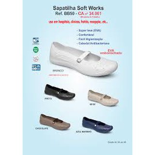 Sapato Sapatilha Soft Works Bb50 Antiderrapante Enfermagem/Hospitalar/Cozinha/Hotellaria . (1)