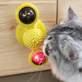 Moinho de Vento Brinquedo para Gato Giratório com Erva de Gato e Pisca-Pisca Pet