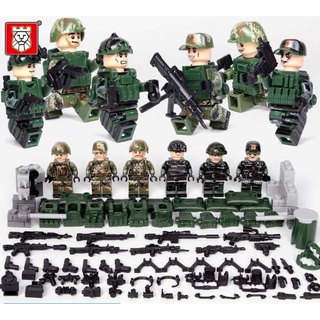 Kit C/6 Bonecos Soldados Exército Armas Compatível C/ Lego