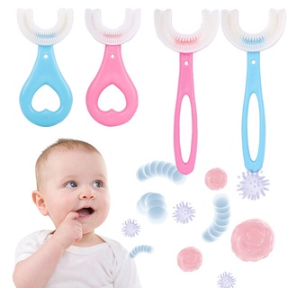 Escova De Dentes Infantil De Silicone Flexível De 360 Graus Em Formato De U Para Bebês (1)