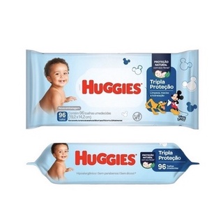 Lenço / Toalhas umedecidas Huggies 96 unidades Tripla Proteção Promoção Produto para higiene infantil baby bebê toque macio (1)