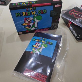Caixa com berço + manual + labels (Super Mario world)