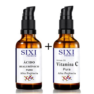 Serum Facial Vitamina C 35% pura + Acido hialurônico sixi premium potente no combate ao envelhecimento e manchas da pele