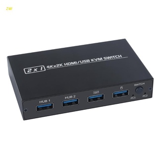 ZWI AM-KVM Suporte 201CL 2Kx4K 2 Hosts Share 1 Monitor/Teclado & Mouse Set HDMI-compatible/USB Interruptor