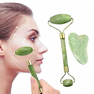 kit Rolos Massageador Pedra De Jade Massagem Facial Anti Rugas
