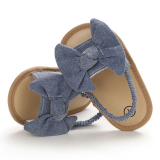Moda Verão Bebê Crianças Meninas Sapatos Não-Deslizamento De Lona Bowknot Crianças Sandálias Recém-Nascidas Infantil (7)