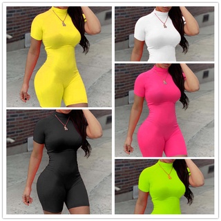 4 Cores Da Moda Verão Mulheres Pure Color Slim Fit Jumpsuit Elastic Skinny Romper Desgaste Da Aptidão Esportes Em Execução De Fitness Macacão