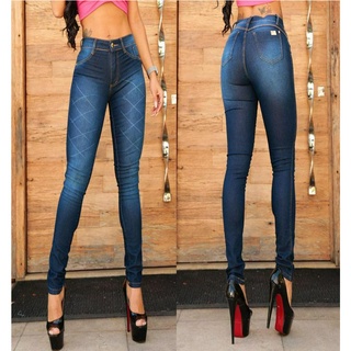 Calca Jeans feminina cintura alta levanta bumbum skinny