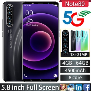 Note80 Smart Phone 5.8 Polegada 4GB De RAM + 64GB ROM Dual SIM Fingerprint Desbloqueio Rosto Telefones Celulares (1)