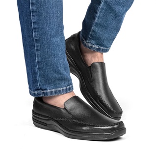 Sapato Masculino Social Preto Couro Preto Elegante e Confortável
