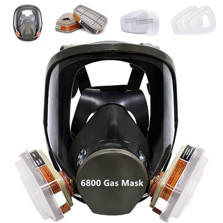 6800 Máscara De Gás Poeira Com Filtros & Algodãos Full Face Respirador Para Revestimento De Tinta Spray Indú @ @ Stria De Soldagem Reutilizável