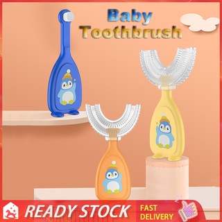 Escova De Dentes Infantil De Silicone Em Formato De U Pinguim Para Oral/Limpeza De Bebês De 1-6 Anos