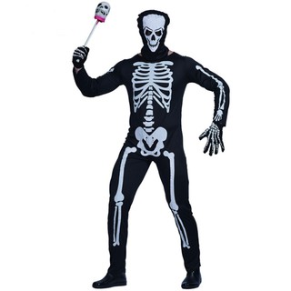 Macacão de crânio adulto Halloween horror esqueleto cosplay traje de carnaval preto fantasma engraçado enfeite adereços