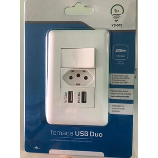 Tomada USB Duo YS-002 2 Entradas Branca para Parede com Interruptor (4)