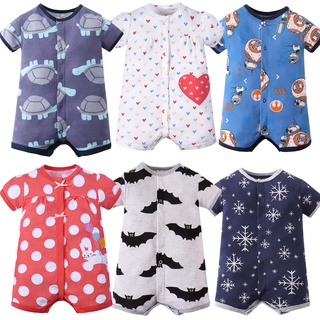 Newborn Baby Boys Grils Cotton Romper One Piece Toddler Unisex Cute Short Sleeves Jumpsuits