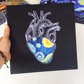 Quadro decorativo tela, coração Van Gogh Noite estrelada