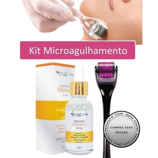 Kit Microagulhamento Dermaroller + Vitamina C Hialuronico