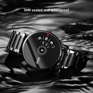 Relógio De Quartzo Aço Inoxidável À Prova D 'Água Resistente Ao Vestuário Com Pulseira De Couro Polida (9)