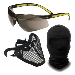 Oculos Airsoft Ca Mascara Meia Face Tela Balaclava Militar Proteção Segurança EPI