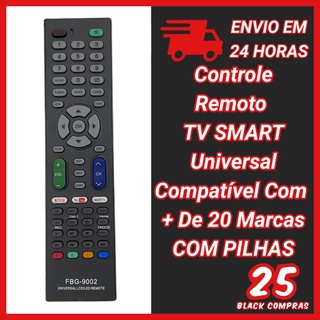 9002 CONTROLE REMOTO TV SMART UNIVERSAL COMPATIVEL COM + DE 20 MARCAS COM PILHAS