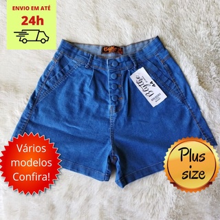 Short Feminino Plus Size Short Jeans Plus Size Short Liso Short com Bolso Short Curto Plus Size Verão 2022