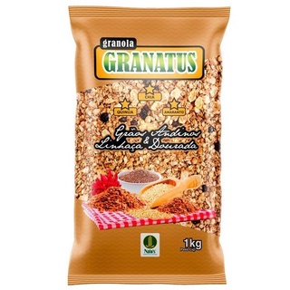 Granola Granatus Grãos Adinos E Linhaça Dourada 1kg Chia Quinua Amaranto