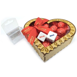 Coração Presente Com Dadinho Beijo Boca Namorados Chocolates