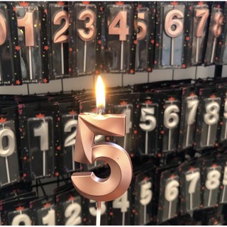 2 unid vela de aniversário designer números rose gold silver festa