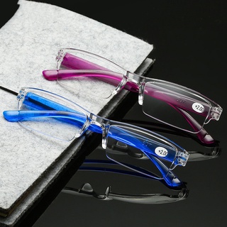 Óculos De Leitura Unissex Com Armação Meio Portátil Anti Claro Azul + 1.0 A + 4.0