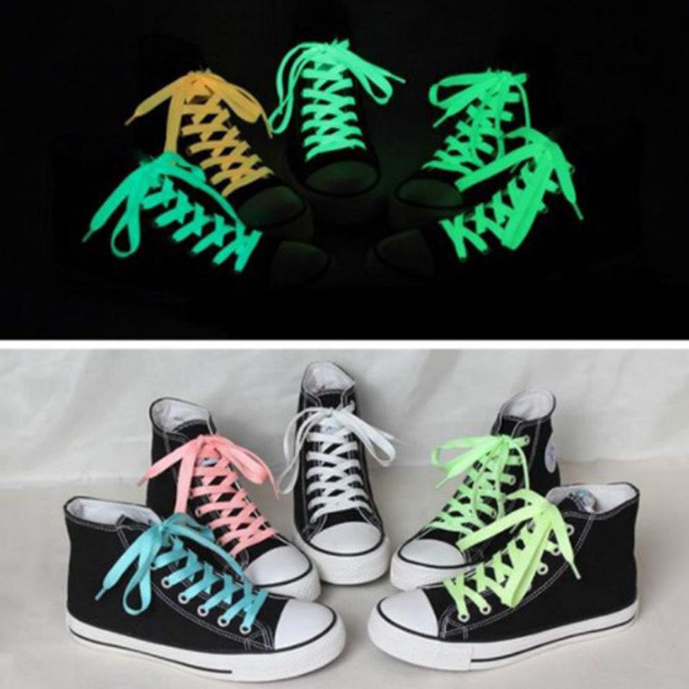 1 Par Cadarços De Sapatos Rasteiros Que Brilha No Escuro Com Luzes Fluorescentes/Luminosos/Esportivo