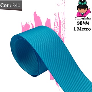 Fita De Gorgurão 38mm Nº9 | 1 Metro Cor: Azul Turquesa (1)