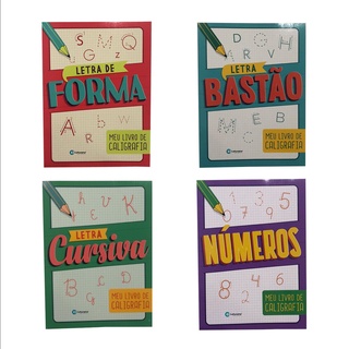 Kit 4 Revistas Cartilha de caligrafia culturama do básico ao avançado Alfabetização Escolar infantil (1)