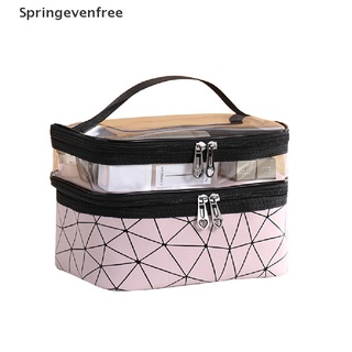 Spe Double Transparent Cosmetic Bag MakeUp Case Big Capacity Travel Makeup Organizer FE