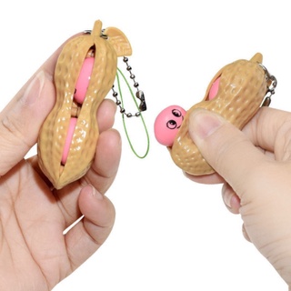 Divertido Amendoim Mole Fidget Brinquedo Presente Anti Stress AlíVio Para Aperto Brinquedos Chaveiro Para Telefone Chaveiro