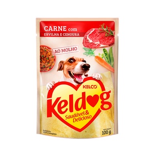 Ração Keldog Alimento Úmido Sachê - Sabor frango ou carne com Ervilha e Cenoura 100g- Alimento completo para cães filhotes a adulto. (1)