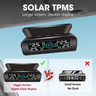 Smart Car TPMS Sistema de monitoramento da pressão dos pneus Energia solar Display LCD digital Sistemas de alarme de segurança automotiva Pressão dos pneus