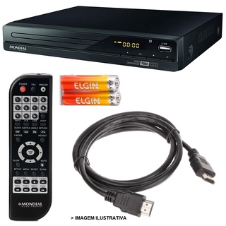 Aparelho Dvd Player Mondial com USB MP3 HDMI Alta Definição e Karaokê acompanha Cabo e Pilhas
