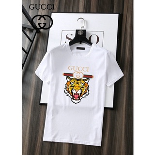 GUCCI men short-sleeve tops t-shirts Handsome men summer cotton casual sport loose black white o-neck t-shirts