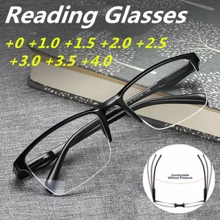 + 0,75 ~ + 4,0 óculos de leitura de meia moldura para hipermetropia feminina e masculina