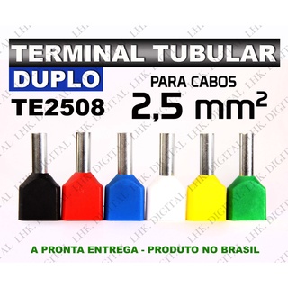 Terminal ilhós tubular isolado duplo TE2508 - para cabos de 2,5 mm2 (1)