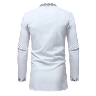 Men's Autumn Winter Luxury African Print Long Sleeve Dashiki Shirt Top Blouse (6)