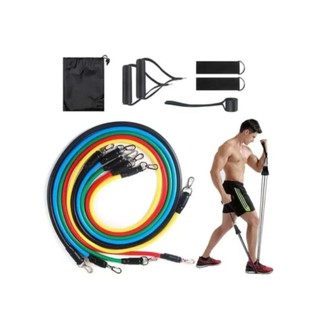 Kit Power Tube Elastico Musculação Crossfit pilates yoga fitness 11 Itens Funcional