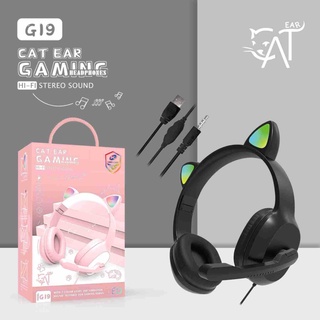 G19 Headset Fone Gamer Rosa Gatinho Pc Com Microfone active (8)