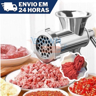 Moedor de Carne Linguiça Alumínio Manual Com Funil (1)