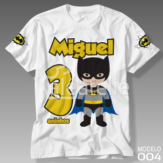 Camiseta Batman Infantil DC Super Herói Geek Personalizada