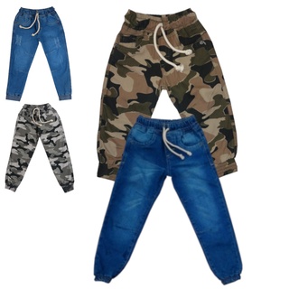 kit 2 Calça jeans Jogger Masculina Infantil 1 a 8 anos jeans ou camuflada