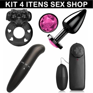 Kit Sex Shop Plug Anal Vibrador Ponto G Bullet Anel Massageador Erótico