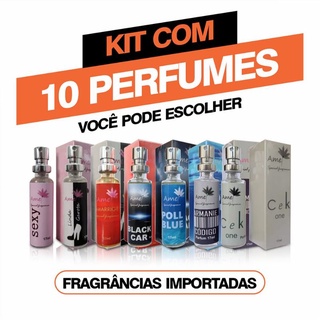 kit Com 10 Perfumes de 17ml Amei Cosméticos. Perfumes de bolso.